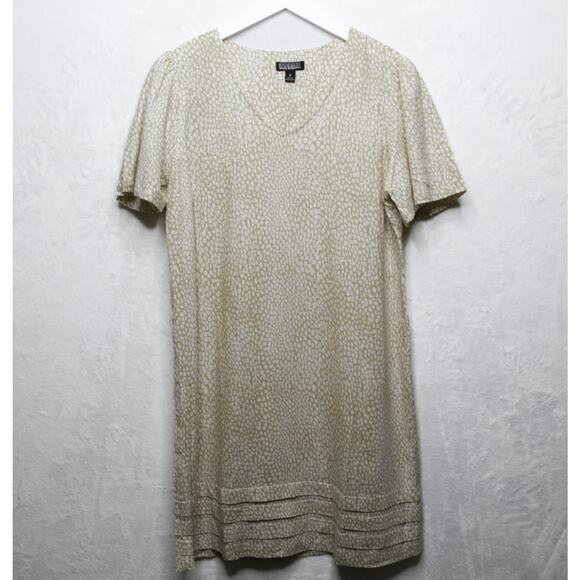 Original Nicole Miller Linen Blend Short Sleeve Pleated A-Line Shift Dress Sz M - Picture 3 of 10